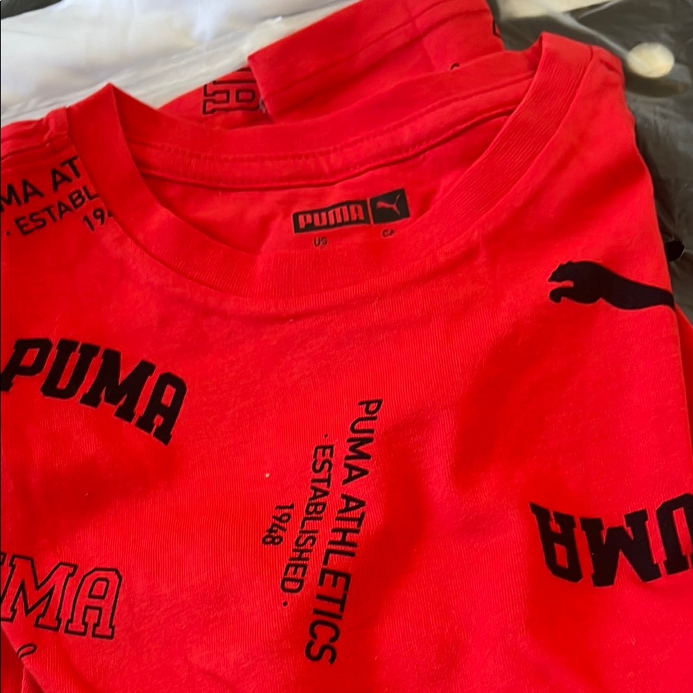 Puma Red Short Sleeve Tee with Bold Branding new size 6 -7